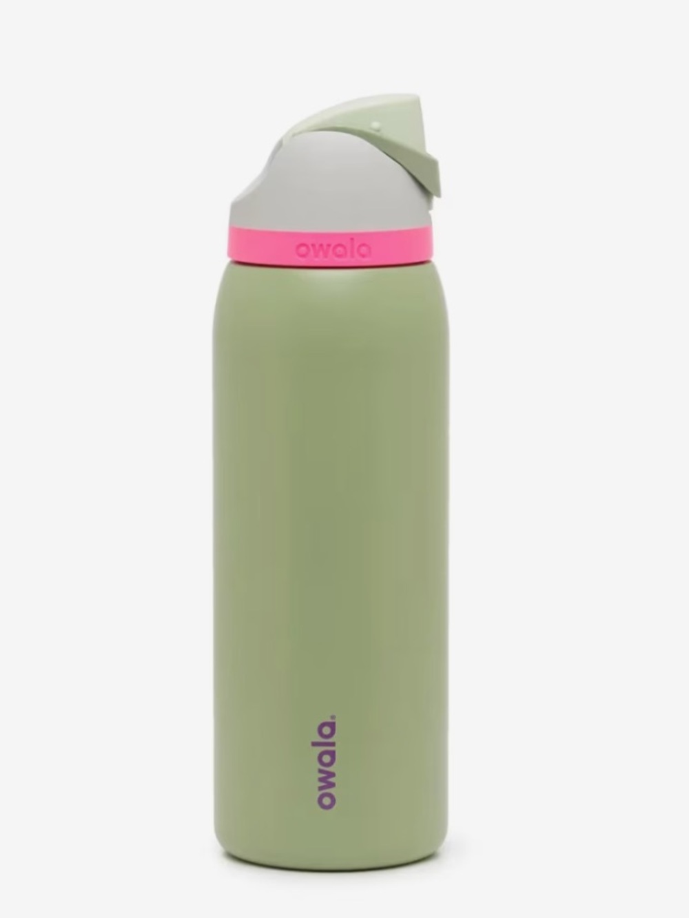 Owala 32oz freesip Olive Green Stainless Steel Bottle Pink Accent lid straw nwt